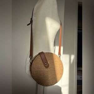 Boho circle summer purse with a cherry interior